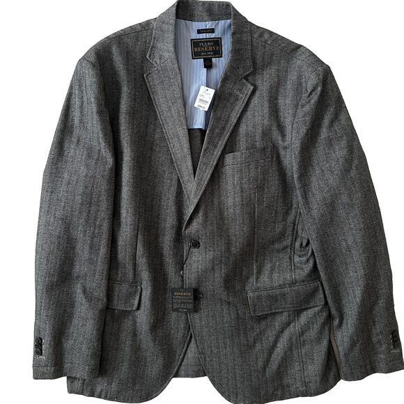 Jos. A. Bank Other - Jos A Bank Reserve Mens Blazer XXL Cotton Herringbone Sport Coat Black White NWT